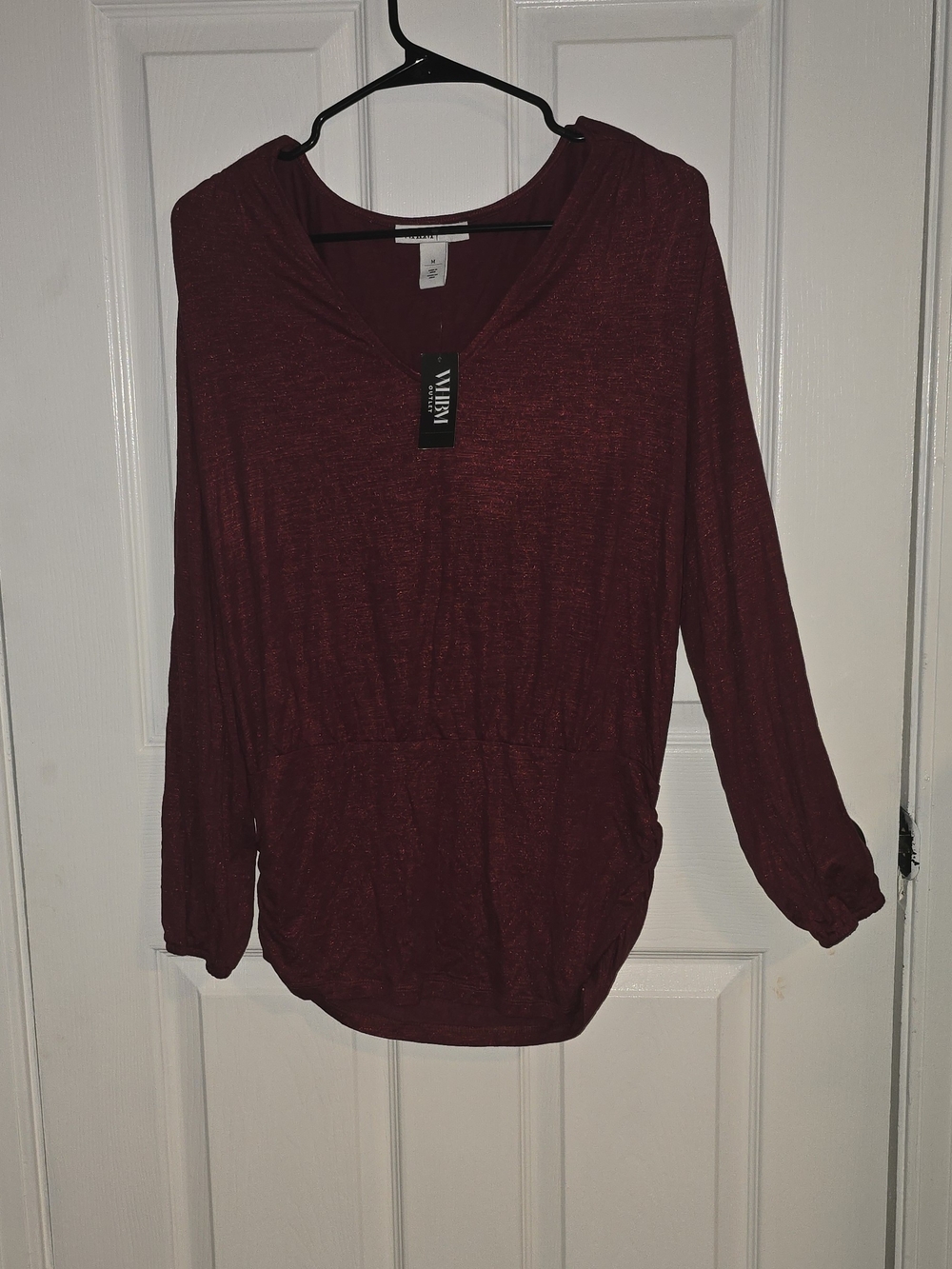 White House Black Market Burgandy/Maroon Long-Sleeve Blouse
